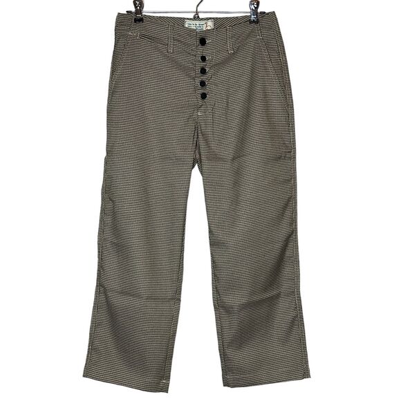 Sandrine Rose Houndstooth Straight Leg Cropped Pants Tan/Brown Women XS NWT - Picture 2 of 9